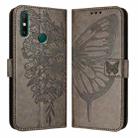 For Huawei Enjoy 20 SE/Y7a 4G/P Smart 2021 Embossed Butterfly Leather Phone Case(Grey) - 1