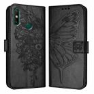 For Huawei Enjoy 20 SE/Y7a 4G/P Smart 2021 Embossed Butterfly Leather Phone Case(Black) - 1