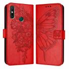 For Huawei Enjoy 20 SE/Y7a 4G/P Smart 2021 Embossed Butterfly Leather Phone Case(Red) - 1