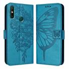 For Huawei Enjoy 20 SE/Y7a 4G/P Smart 2021 Embossed Butterfly Leather Phone Case(Blue) - 1