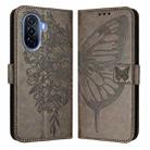 For Huawei Enjoy 50 4G / Nova Y70 Plus Embossed Butterfly Leather Phone Case(Grey) - 1