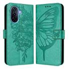 For Huawei Enjoy 50 4G / Nova Y70 Plus Embossed Butterfly Leather Phone Case(Green) - 1