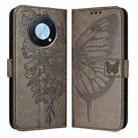 For Huawei Enjoy 50 Pro 4G / Nova Y90 Embossed Butterfly Leather Phone Case(Grey) - 1