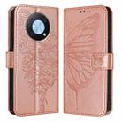 For Huawei Enjoy 50 Pro 4G / Nova Y90 Embossed Butterfly Leather Phone Case(Rose Gold) - 1