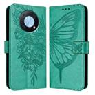 For Huawei Enjoy 50 Pro 4G / Nova Y90 Embossed Butterfly Leather Phone Case(Green) - 1