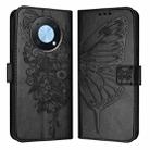 For Huawei Enjoy 50 Pro 4G / Nova Y90 Embossed Butterfly Leather Phone Case(Black) - 1