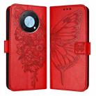 For Huawei Enjoy 50 Pro 4G / Nova Y90 Embossed Butterfly Leather Phone Case(Red) - 1