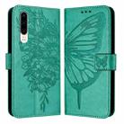 For Huawei P30 Embossed Butterfly Leather Phone Case(Green) - 1