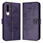 For Huawei P30 Embossed Butterfly Leather Phone Case(Dark Purple) - 1