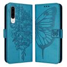 For Huawei P30 Embossed Butterfly Leather Phone Case(Blue) - 1