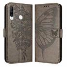 For Huawei P30 Lite / Nova 4e Embossed Butterfly Leather Phone Case(Grey) - 1