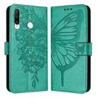 For Huawei P30 Lite / Nova 4e Embossed Butterfly Leather Phone Case(Green) - 1