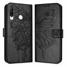 For Huawei P30 Lite / Nova 4e Embossed Butterfly Leather Phone Case(Black) - 1