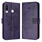 For Huawei P30 Lite / Nova 4e Embossed Butterfly Leather Phone Case(Dark Purple) - 1