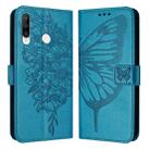 For Huawei P30 Lite / Nova 4e Embossed Butterfly Leather Phone Case(Blue) - 1