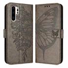 For Huawei P30 Pro Embossed Butterfly Leather Phone Case(Grey) - 1