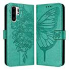 For Huawei P30 Pro Embossed Butterfly Leather Phone Case(Green) - 1
