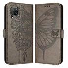 For Huawei P40 Lite 4G / Nova 6 SE Embossed Butterfly Leather Phone Case(Grey) - 1