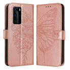 For Huawei P40 Pro Embossed Butterfly Leather Phone Case(Rose Gold) - 1