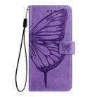 For Huawei P50 Embossed Butterfly Leather Phone Case(Purple) - 2