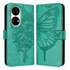 For Huawei P50 Pro Embossed Butterfly Leather Phone Case(Green) - 1