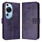 For Huawei P60 Art Embossed Butterfly Leather Phone Case(Dark Purple) - 1