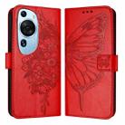 For Huawei P60 Art Embossed Butterfly Leather Phone Case(Red) - 1
