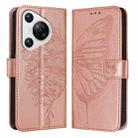 For Huawei Pura 70 Embossed Butterfly Leather Phone Case(Rose Gold) - 1