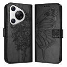 For Huawei Pura 70 Embossed Butterfly Leather Phone Case(Black) - 1