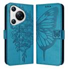 For Huawei Pura 70 Embossed Butterfly Leather Phone Case(Blue) - 1