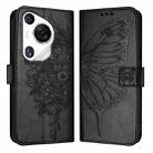 For Huawei Pura 70 Pro Embossed Butterfly Leather Phone Case(Black) - 1