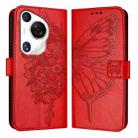 For Huawei Pura 70 Pro Embossed Butterfly Leather Phone Case(Red) - 1