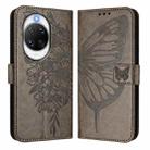 For Huawei nova 14 Ultra 5G Embossed Butterfly Leather Phone Case(Grey) - 2