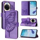 For Huawei nova 14 5G Embossed Butterfly Leather Phone Case(Purple) - 1