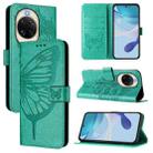 For Huawei nova 14 5G Embossed Butterfly Leather Phone Case(Green) - 1