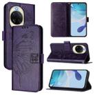 For Huawei nova 14 5G Embossed Butterfly Leather Phone Case(Dark Purple) - 1