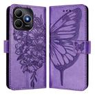 For Huawei Enjoy 80s 4G Embossed Butterfly Leather Phone Case(Purple) - 2