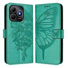 For Huawei Enjoy 80s 4G Embossed Butterfly Leather Phone Case(Green) - 2