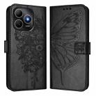 For Huawei Enjoy 80s 4G Embossed Butterfly Leather Phone Case(Black) - 2