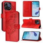 For Huawei Enjoy 80s 4G Embossed Butterfly Leather Phone Case(Red) - 1