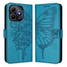 For Huawei Enjoy 80s 4G Embossed Butterfly Leather Phone Case(Blue) - 2