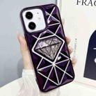 For iPhone 12 Diamond Electroplated Glitter Paper Phone Case(Purple) - 1