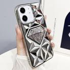 For iPhone 12 Diamond Electroplated Glitter Paper Phone Case(Silver) - 1