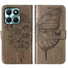 For Honor X6a Embossed Butterfly Leather Phone Case(Grey) - 2