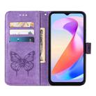 For Honor X6a Embossed Butterfly Leather Phone Case(Purple) - 3