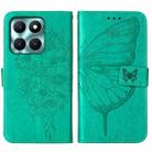 For Honor X6a Embossed Butterfly Leather Phone Case(Green) - 2