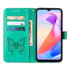 For Honor X6a Embossed Butterfly Leather Phone Case(Green) - 3