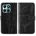 For Honor X6a Embossed Butterfly Leather Phone Case(Black) - 2