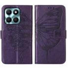 For Honor X6a Embossed Butterfly Leather Phone Case(Dark Purple) - 2