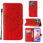 For Honor X6a Embossed Butterfly Leather Phone Case(Red) - 1